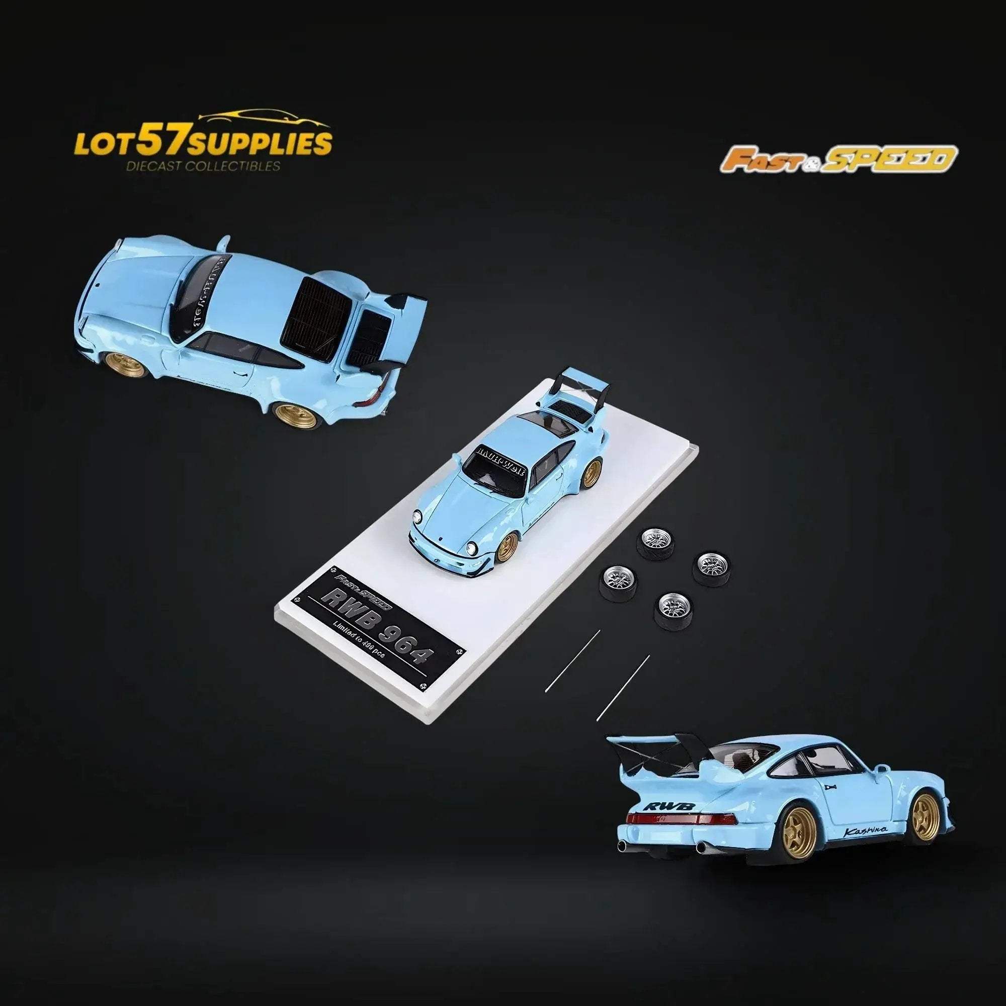 Fast Speed Porsche 964 RWB Tiffany Blue 1:64