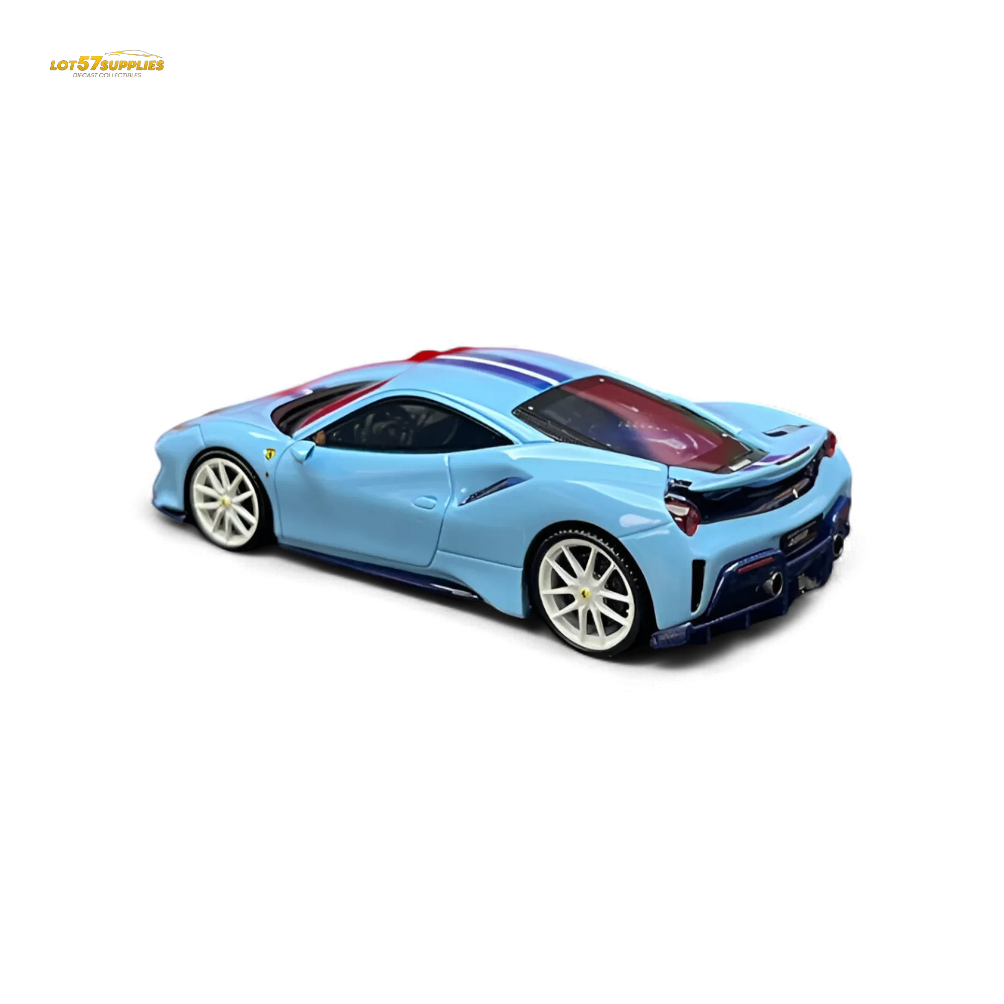 Ferrari 488 Pista Scale Model Car 1:64 Blue Limited Edition - Image 3