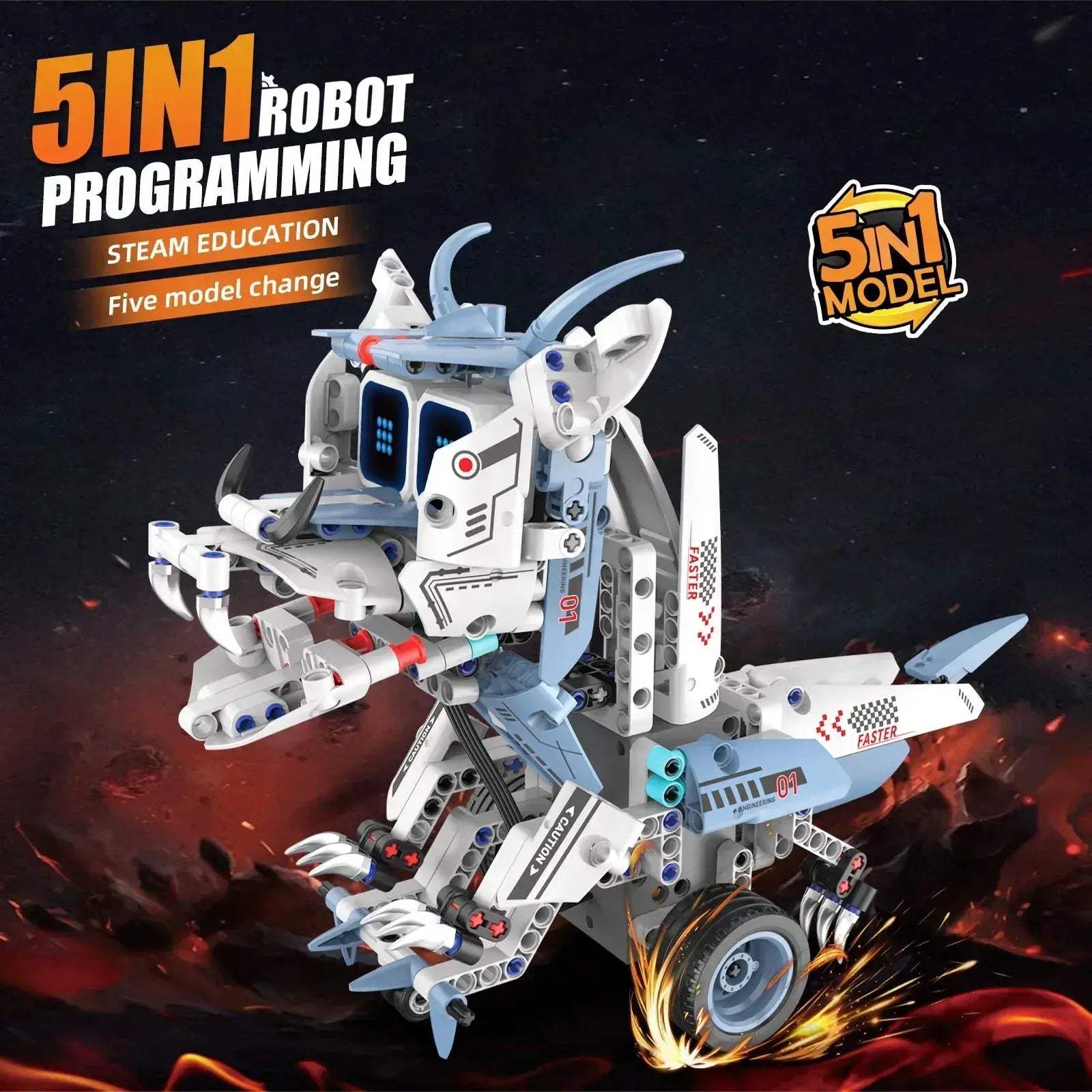Fire Breathing Dragon Five In One Programmable STEM Robot Toy - Image 2