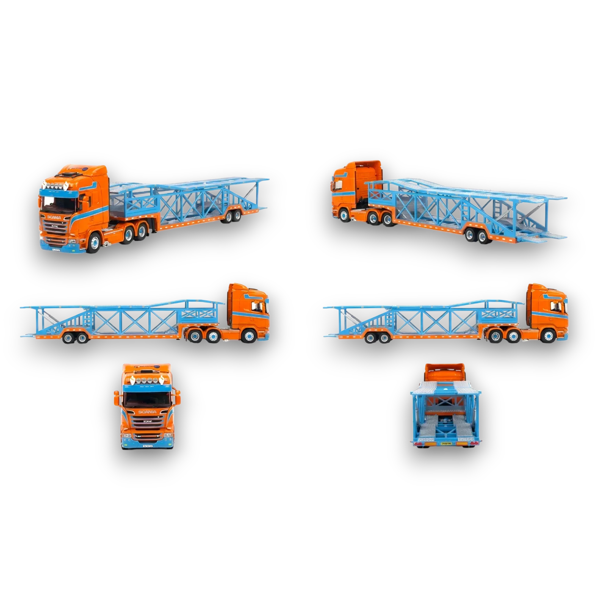 Flame Scania Car Carrier Blue & Orange 1:64 - Image 2