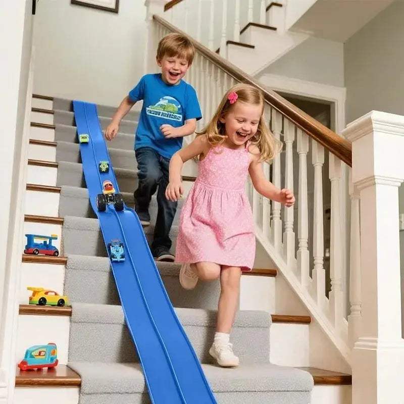Flexible Race Car Ramp Track With Two Cars Sensory Toy - Image 4