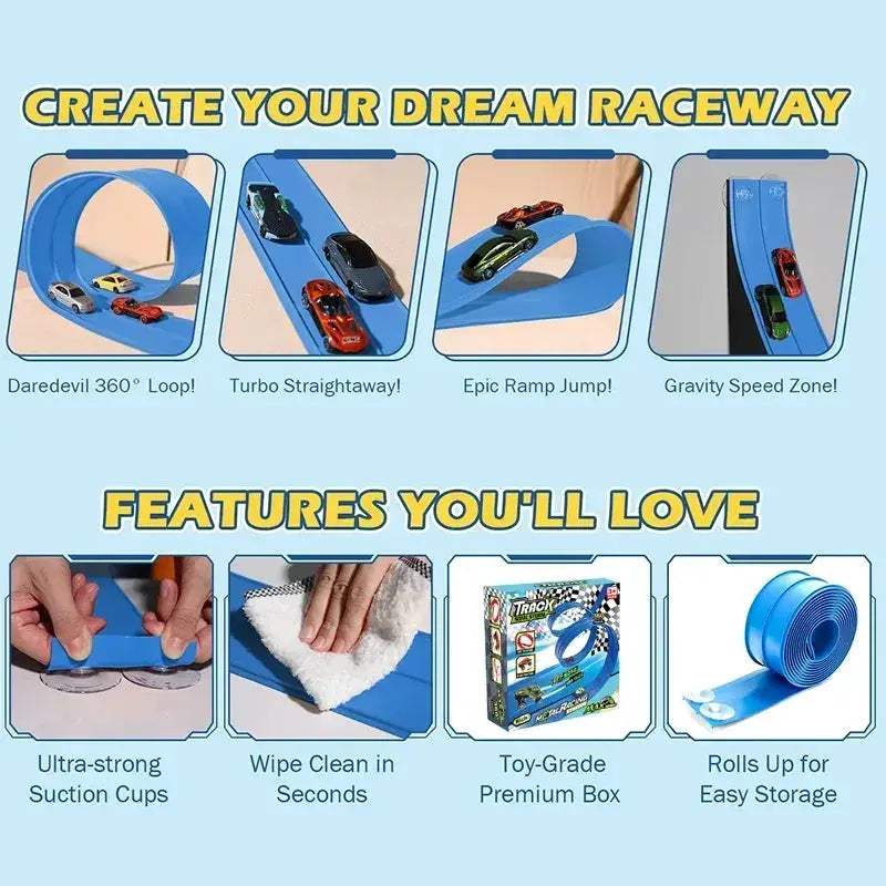 Flexible Race Track Roll Up With Double Lanes For Kids - Image 6