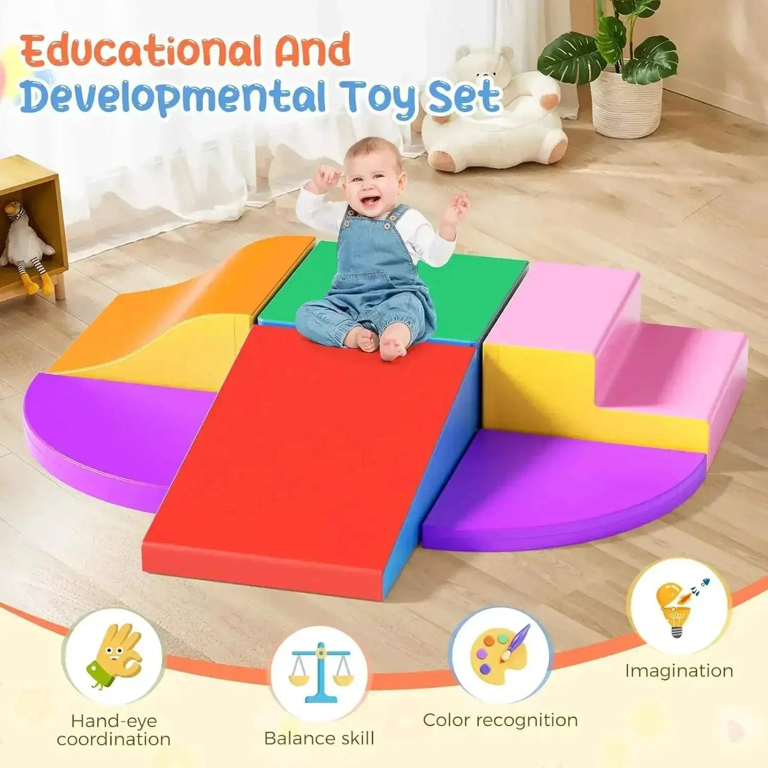 Foam Climbing Blocks For Toddlers Soft Indoor Play Foldable Tunnel