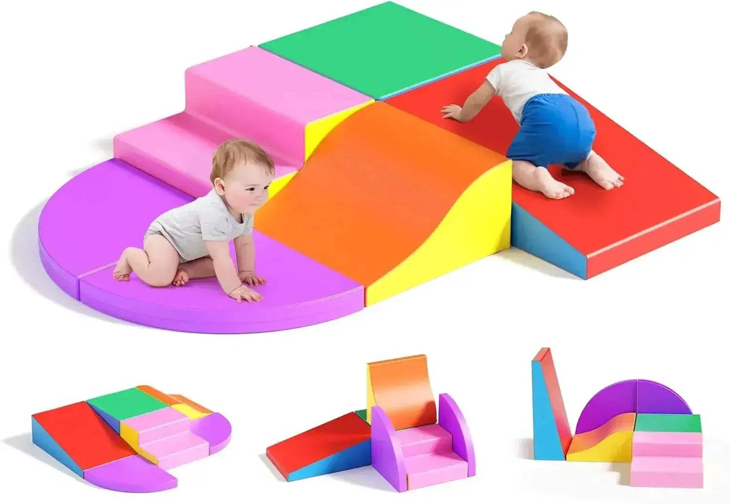 Foam Climbing Blocks For Toddlers Soft Indoor Play Foldable Tunnel - Image 3