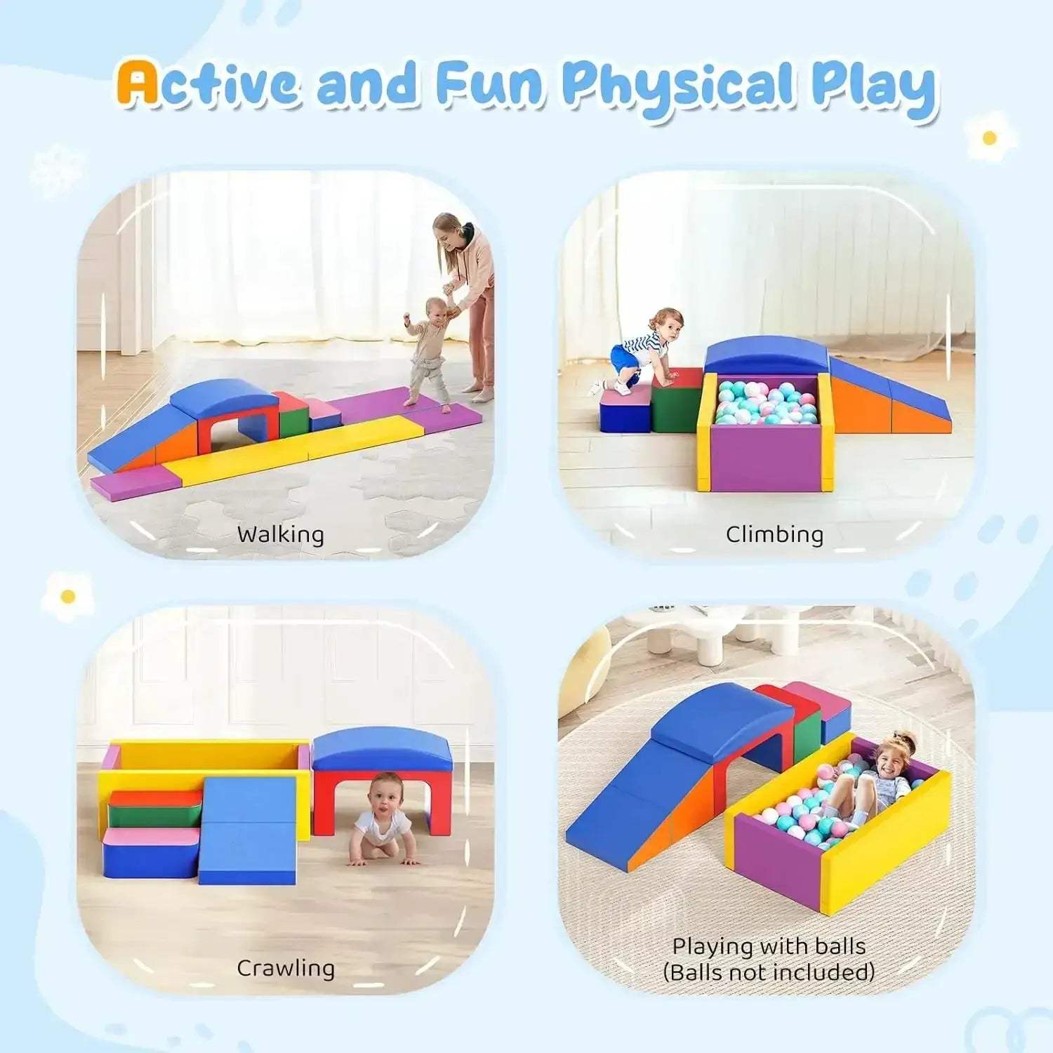 Foldable Soft Play Climbing Blocks For Toddlers Ball Pit - Image 3