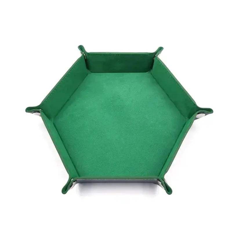 Folding Hexagon Dice Tray With Leather Velvet Mat Storage - Image 10