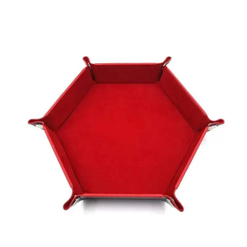 Folding Hexagon Dice Tray With Leather Velvet Mat Storage - Image 12