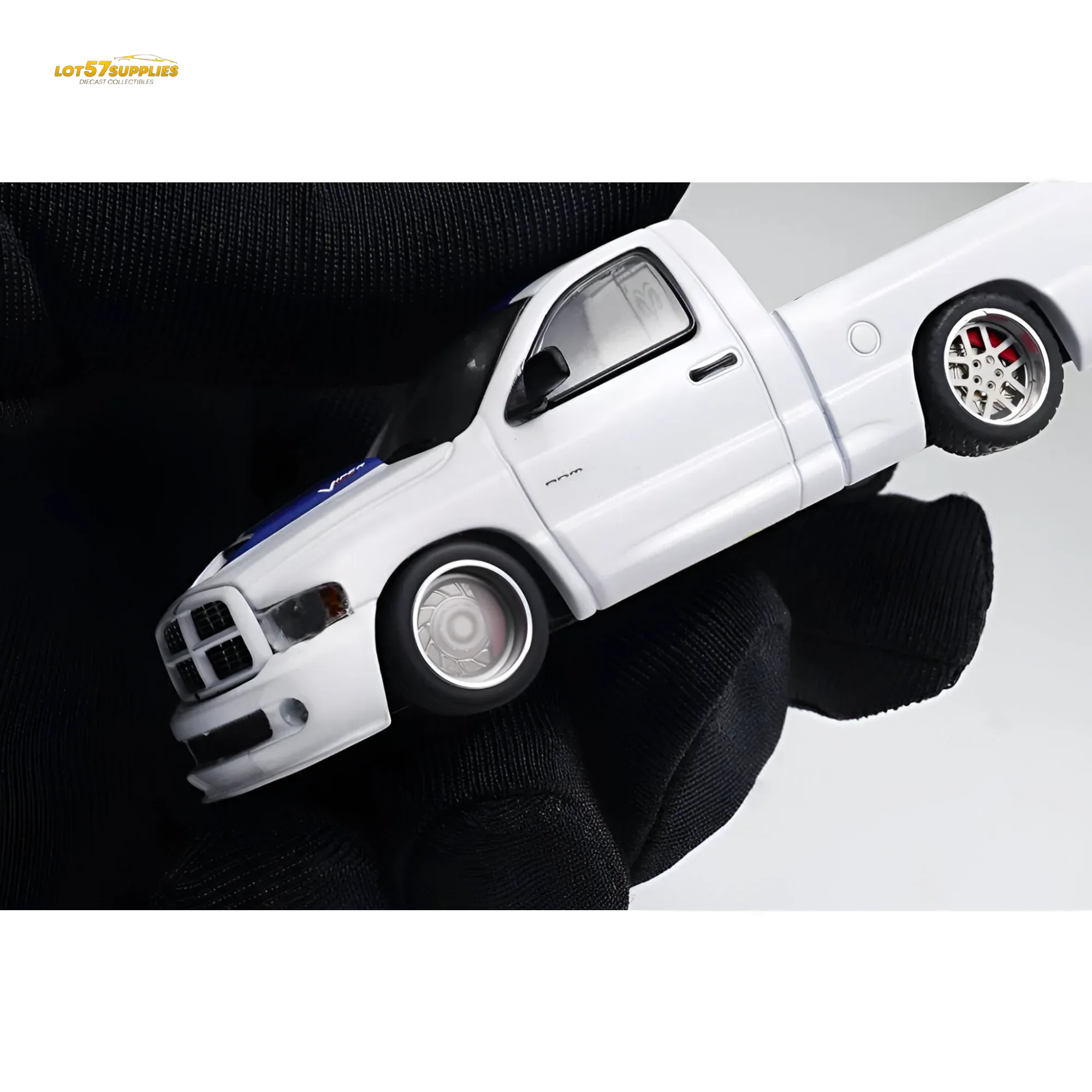 GCD Dodge RAM SRT-10 White Blue Stripe 1:64 - Image 3