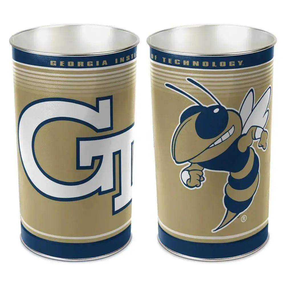 Georgia Tech Yellow Jackets Metal Wastebasket 15 Inch