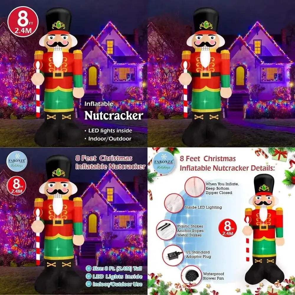Giant Lighted Nutcracker Inflatable Eight Foot Christmas Decor