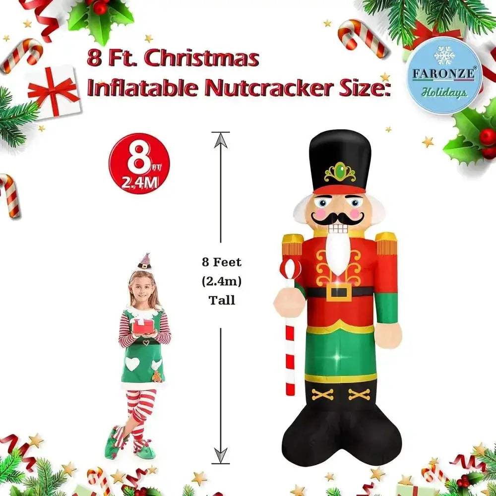 Giant Lighted Nutcracker Inflatable Eight Foot Christmas Decor - Image 4