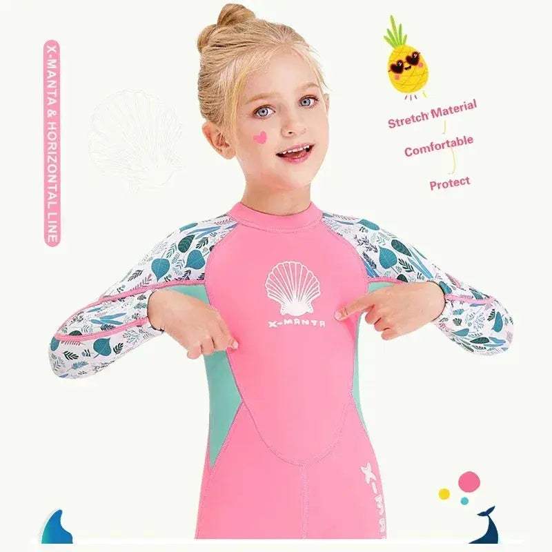 Girls 2.5mm Neoprene Wetsuit Long Sleeve Warm UV Protection - Image 3