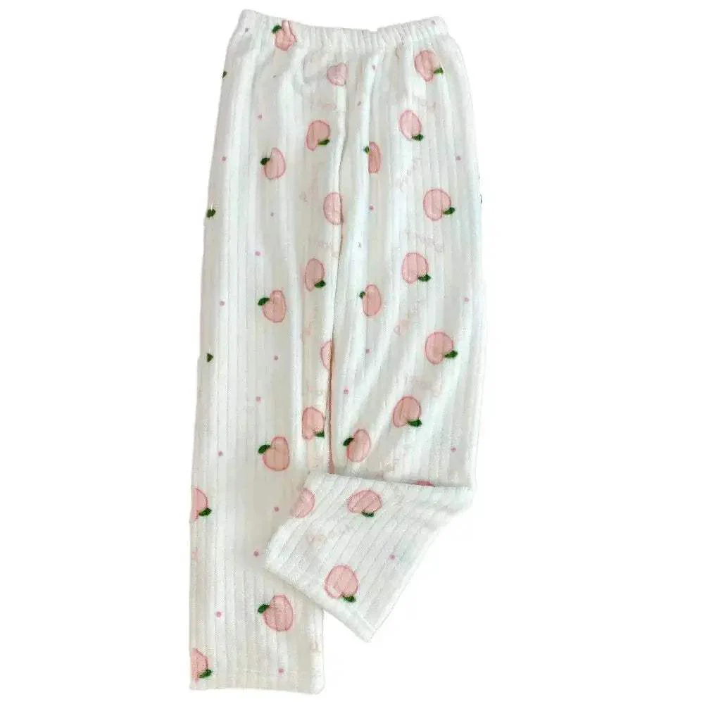Girls Bowknot Peach Pajama Pants Fleece Sleepwear Comfort - Image 9