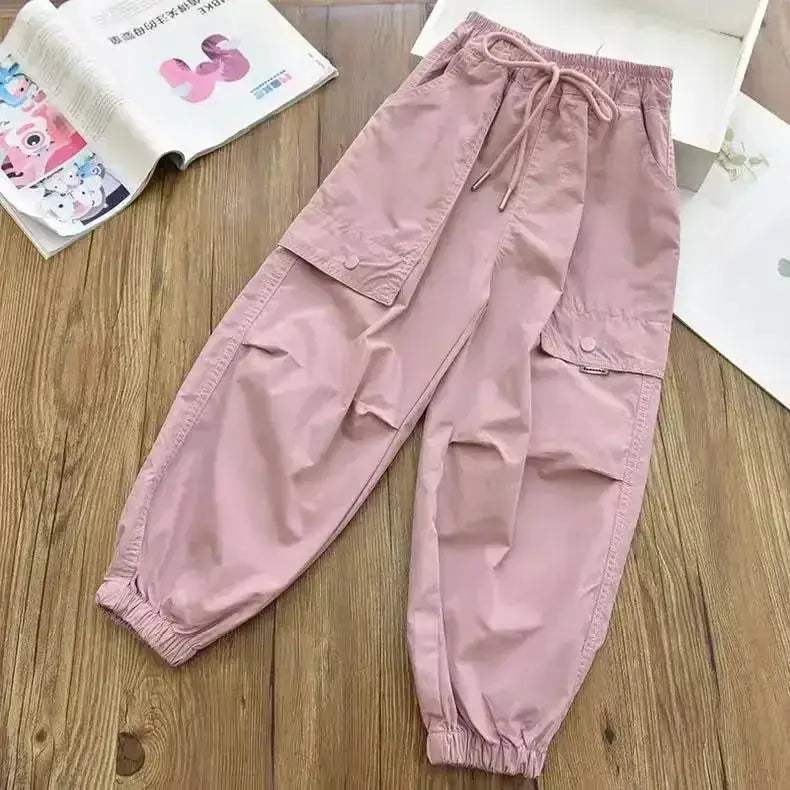 Girls Cargo Joggers Breathable Elastic Ankle Pants - Image 8