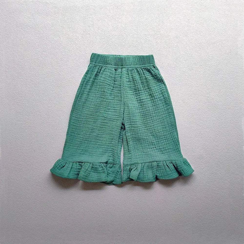 Girls Cotton Ruffle Loose Ankle Length Pants With Elastic Waist - Image 7