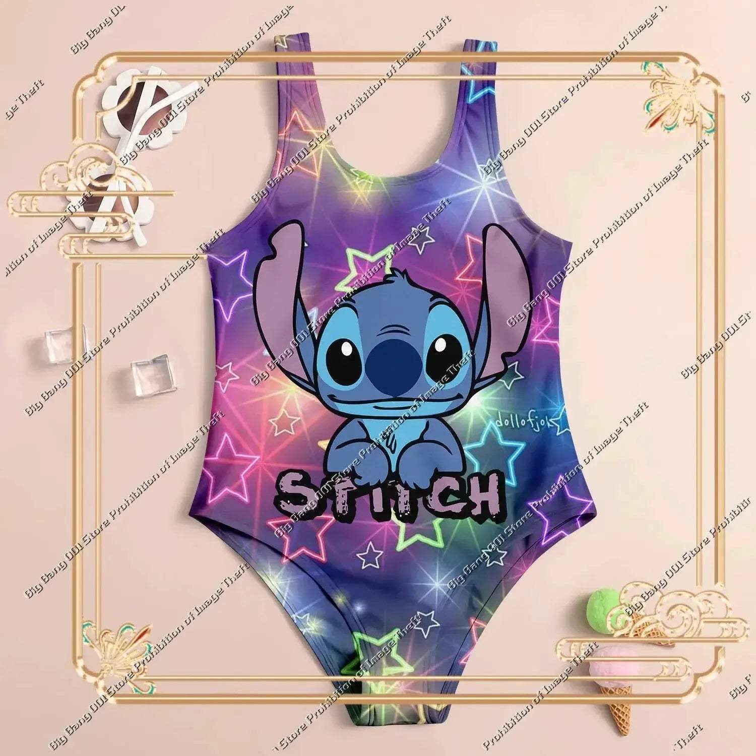 Girls Swimwear Set UV Protection Quick Dry 3D Print