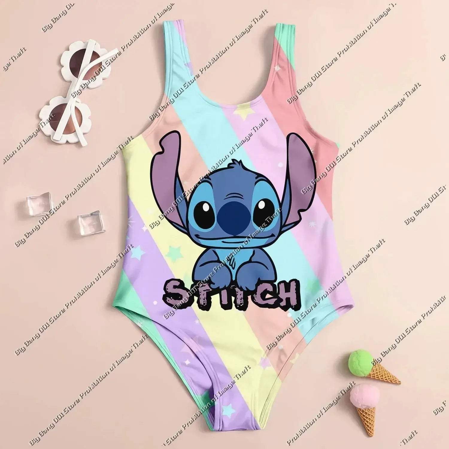 Girls Swimwear Set UV Protection Quick Dry 3D Print - Image 3
