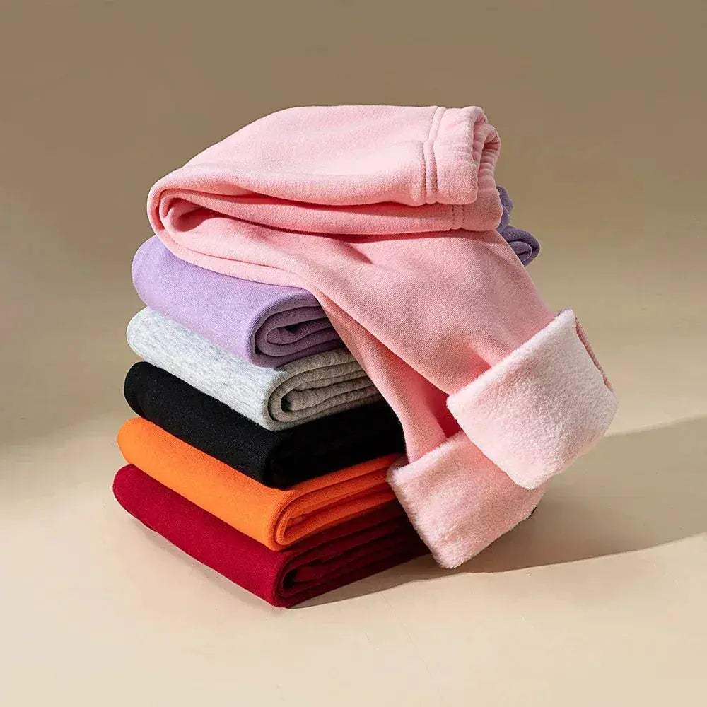 Girls Winter Fleece Lined Ankle Length Pants For Cozy Warmth