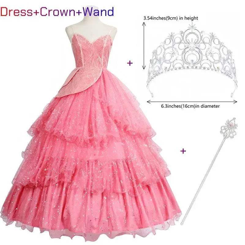 Glamorous Cosplay Costume Pink Glinda Dress For Women - Image 8