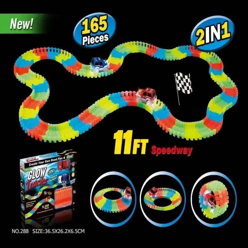 Glow In The Dark Electric Track Car Set For Children - Image 2
