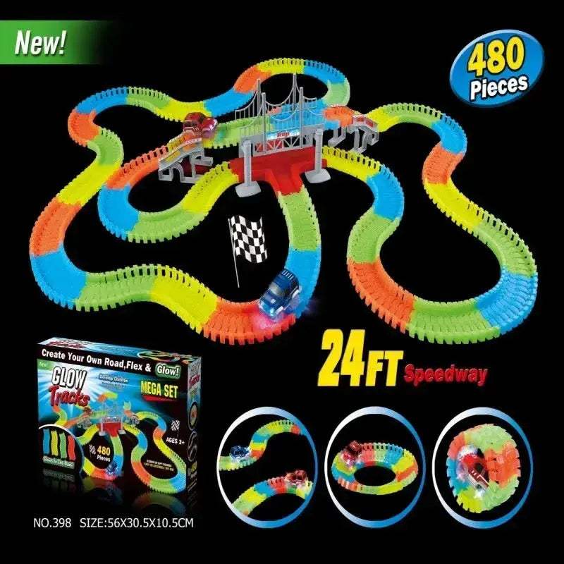 Glow In The Dark Electric Track Car Set For Children - Image 6