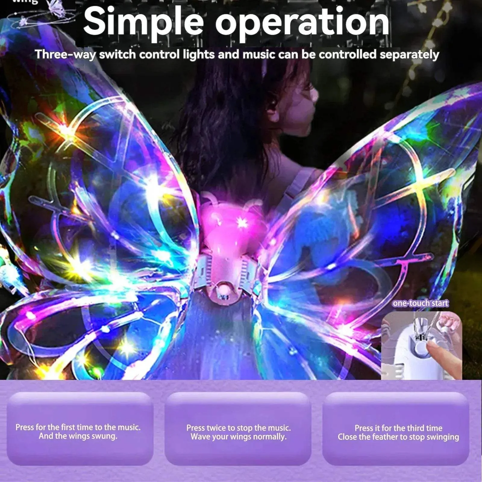 Glowing Fairy Wings for Kids Backpiece Toy Costume - Image 3