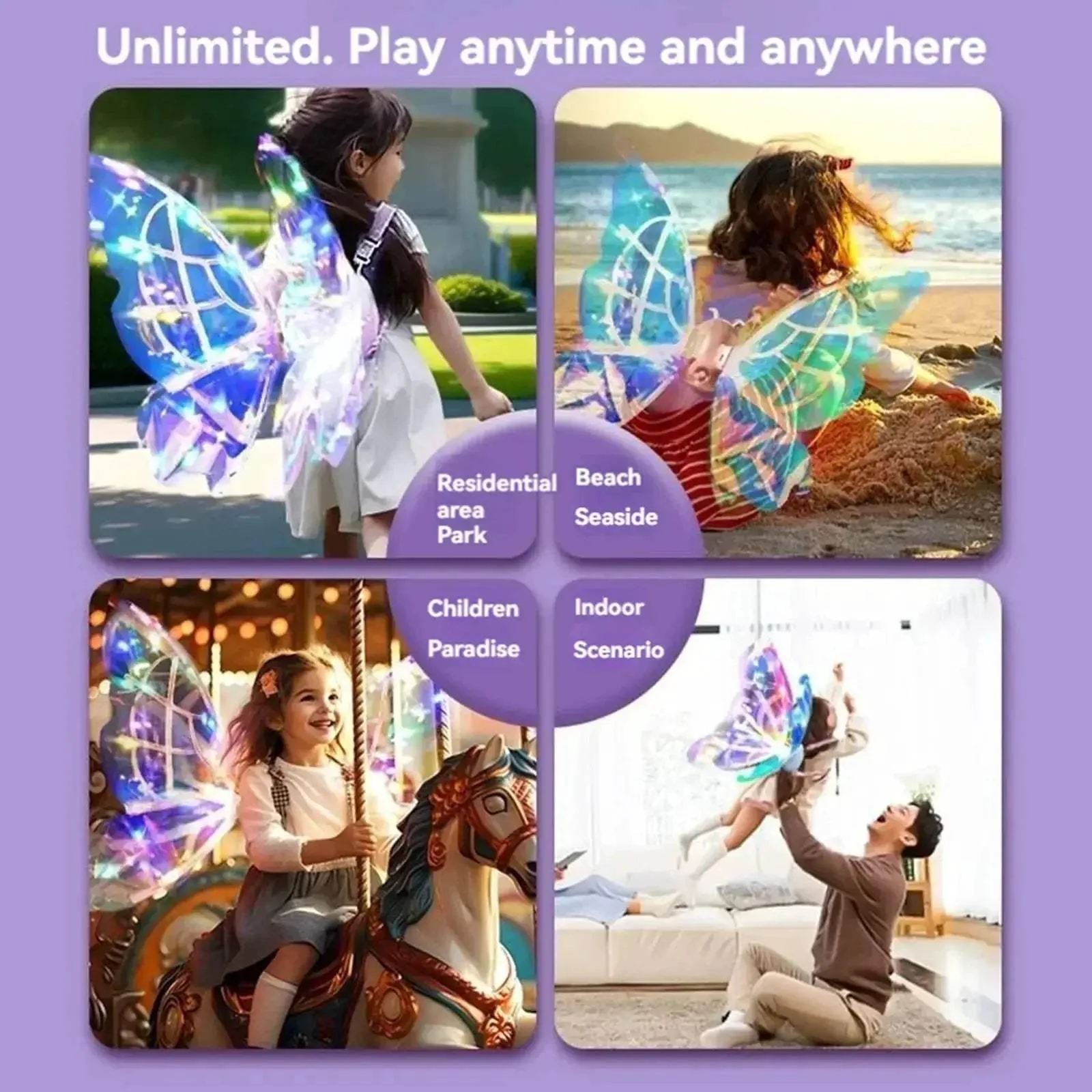 Glowing Fairy Wings for Kids Backpiece Toy Costume - Image 4