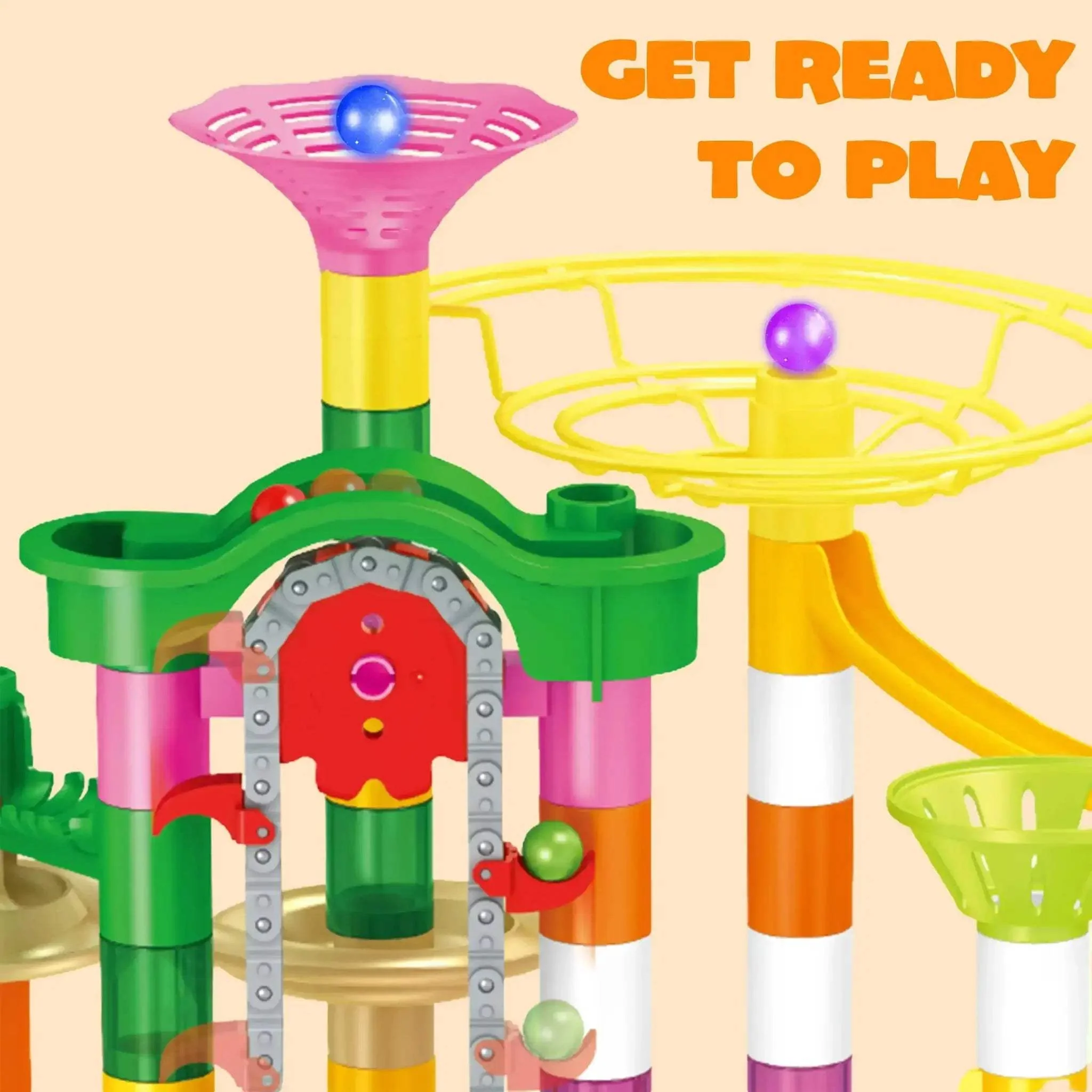 Glowing Marble Run Set With Motorized Elevator For STEM Kids - Image 2