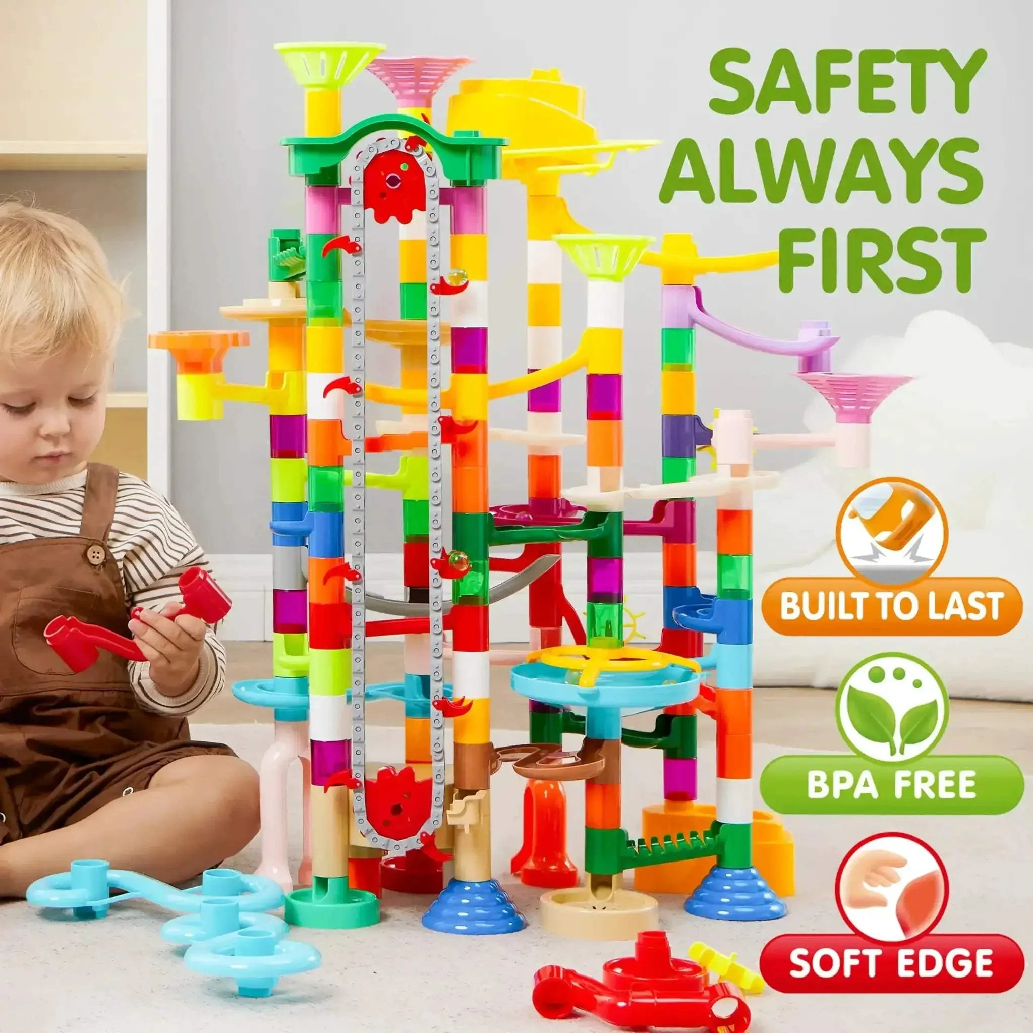 Glowing Marble Run Set With Motorized Elevator For STEM Kids - Image 5