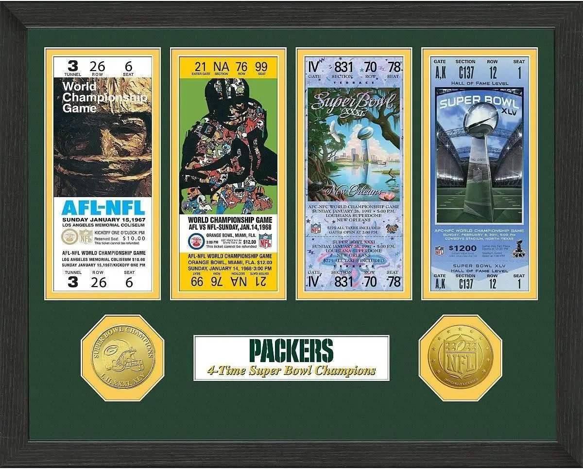 Green Bay Packers Super Bowl Ticket Collection Plaque