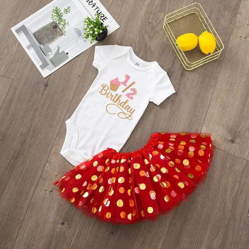 Half Birthday Cake Smash Outfit For Baby Girls Tutu Set - Image 17