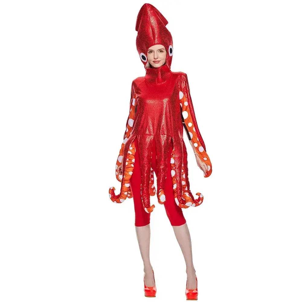 Squid Costume For Adults Sea Creature Spooky Onesie Halloween - Image 2
