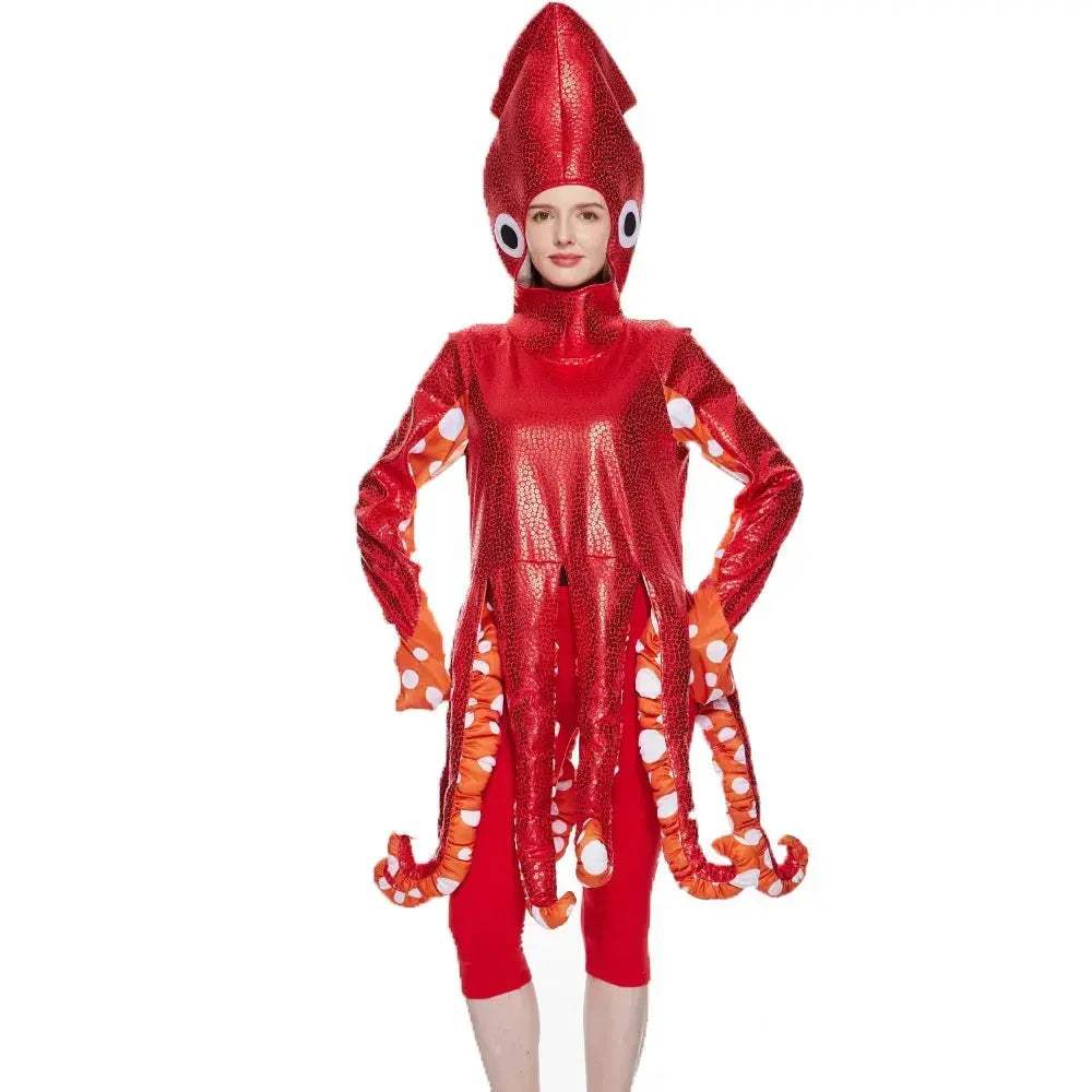 Squid Costume For Adults Sea Creature Spooky Onesie Halloween - Image 6