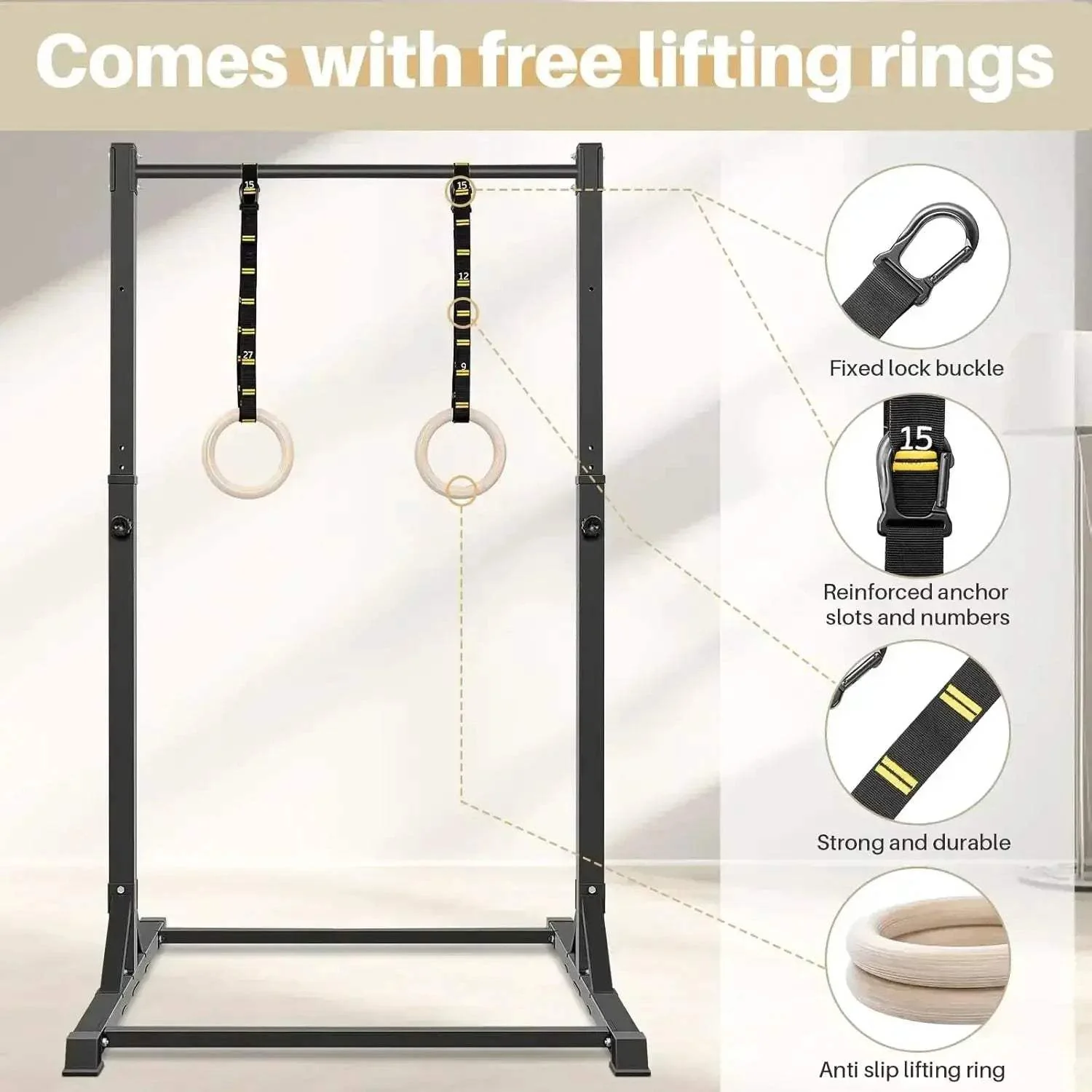 Heavy Duty Pull Up Tower Station With Rings 330LBS Capacity - Image 4