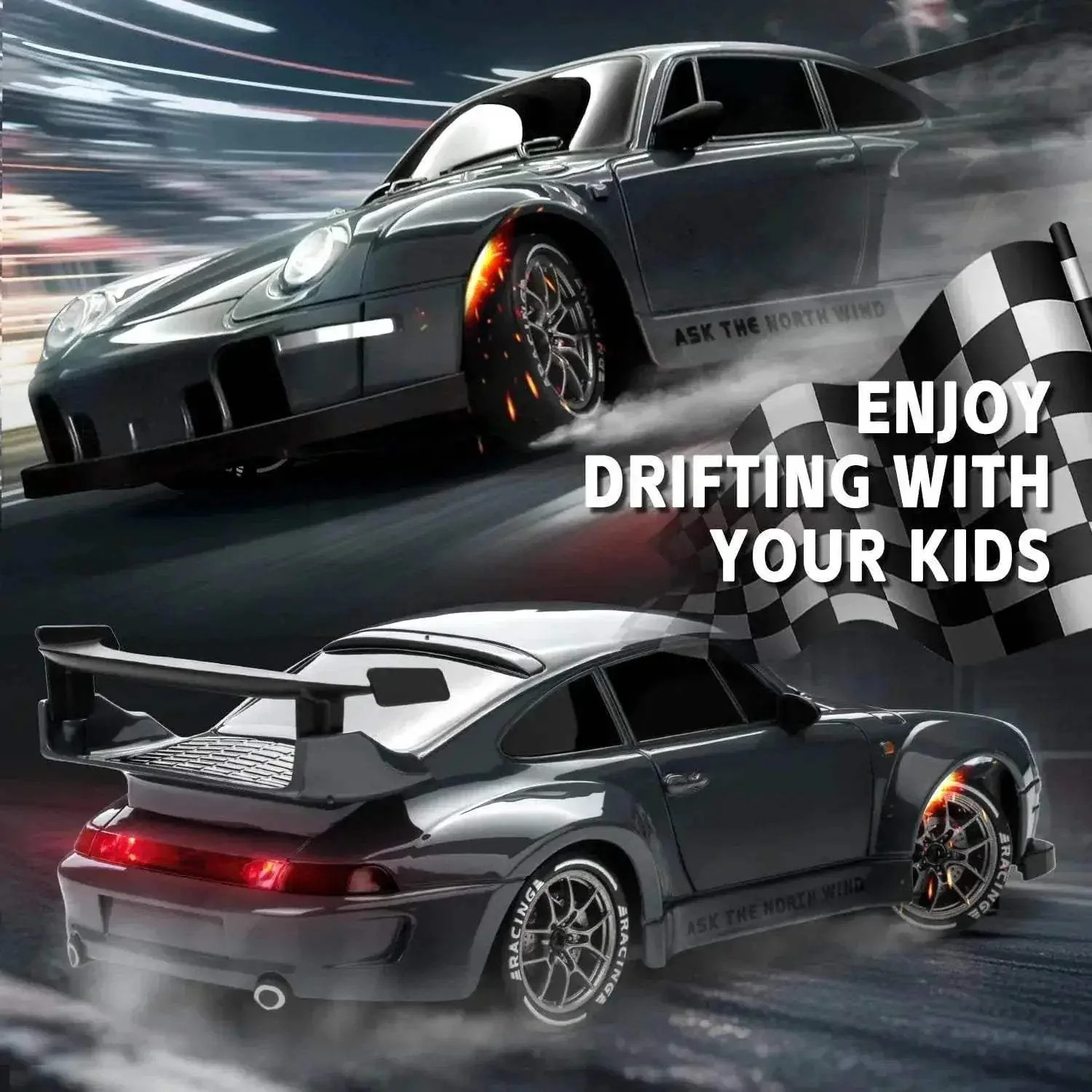 High Speed RC Drift Car 1 24 Scale LED Lights For Racing - Image 4