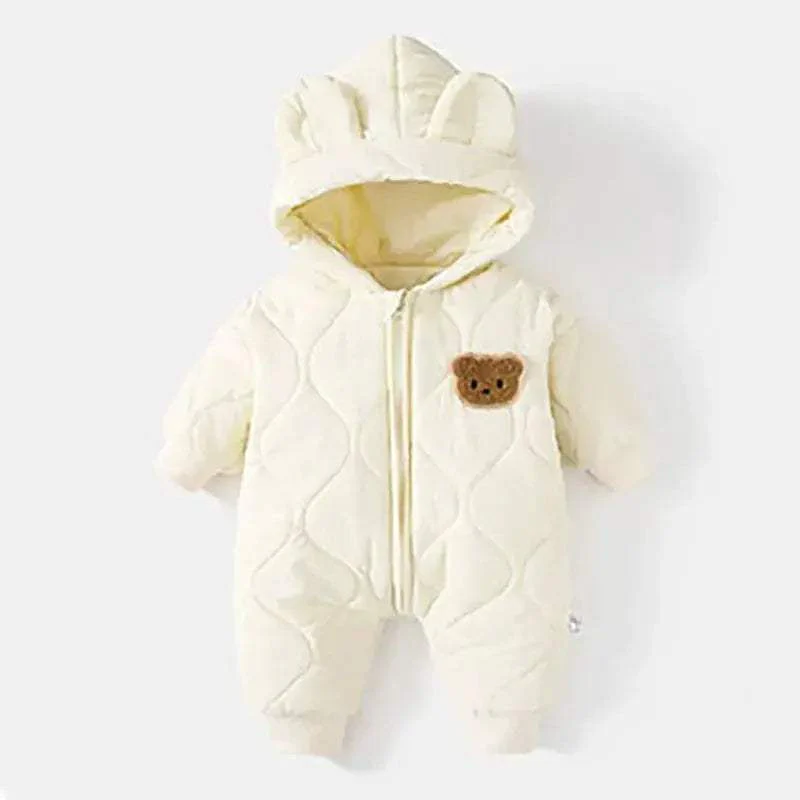 Hooded Fleece Baby Rompers Unisex For Newborns Warm - Image 9