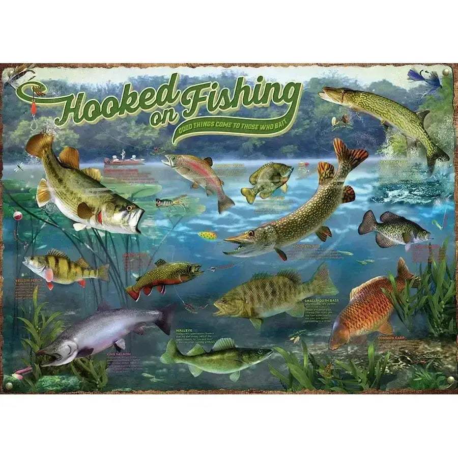 Hooked on Fishing 1000 Piece Jigsaw Puzzle Cobble Hill - Image 2