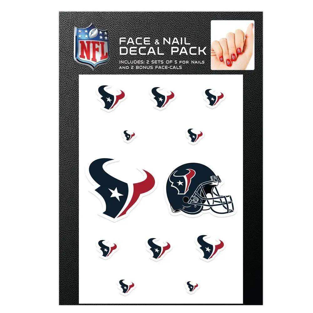 Houston Texans Nail Cals and FaceCals Waterless Decals Set