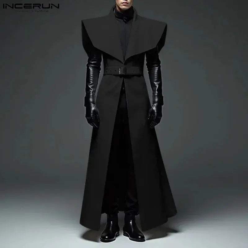 Men's Trench Cardigan With Belt For Casual Streetwear - Image 3