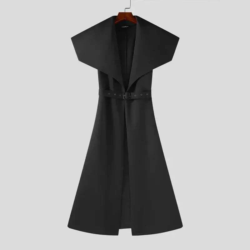 Men's Trench Cardigan With Belt For Casual Streetwear - Image 7