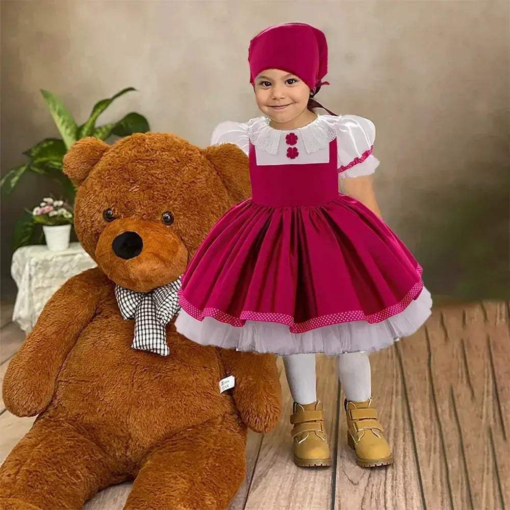 Infant Girl Party Dress Set Floral Lace Bow For Babies