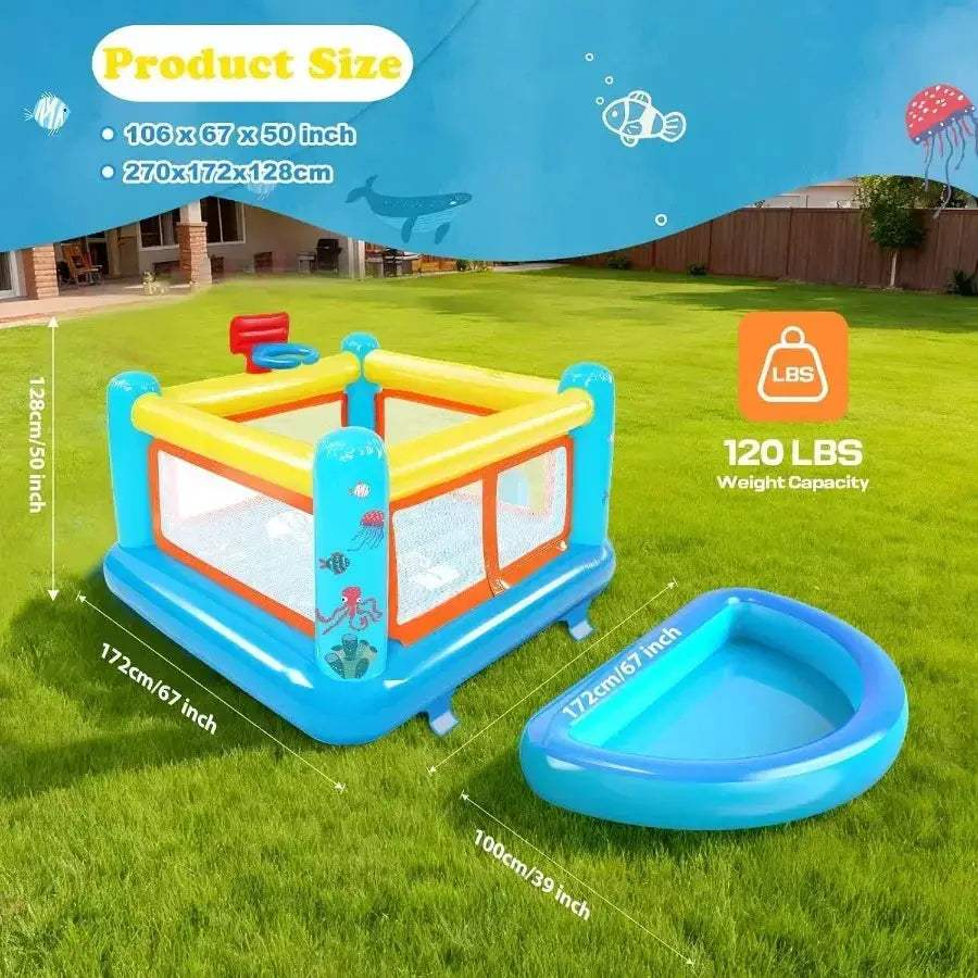 Inflatable Bounce House With Removable Ball Pit And Basketball Hoop - Image 2