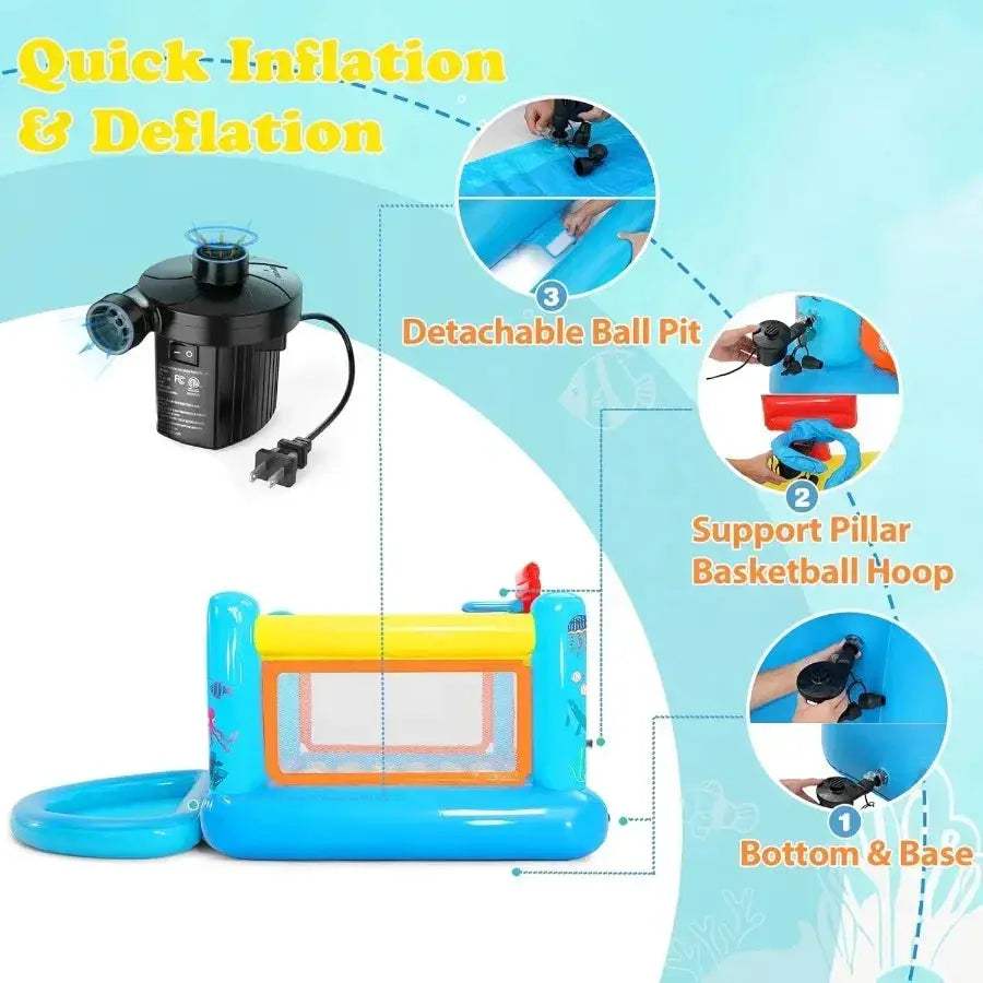 Inflatable Bounce House With Removable Ball Pit And Basketball Hoop - Image 6