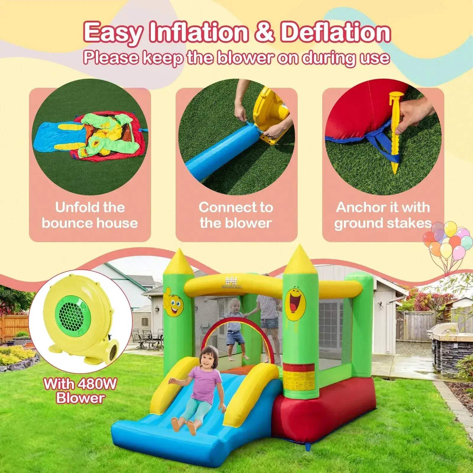 Durable Inflatable Bounce House With Slide And Basketball Hoop - Image 5