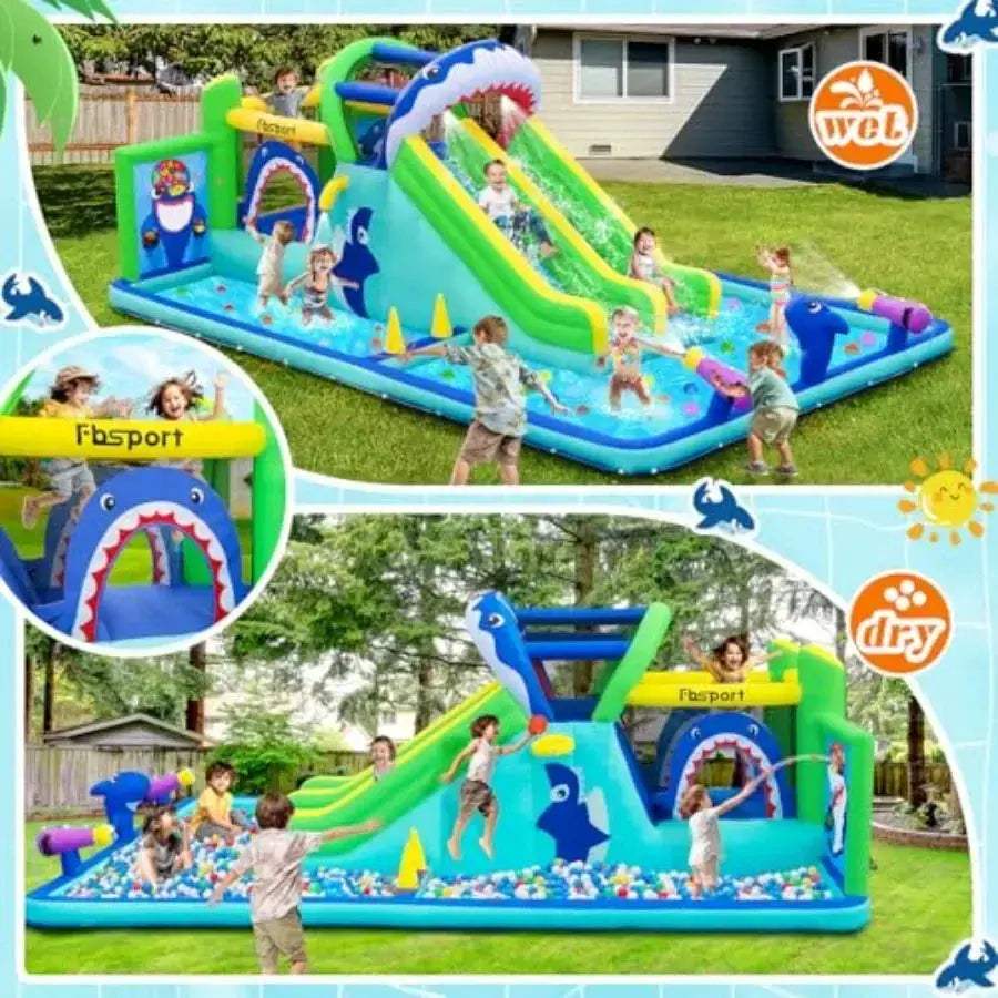 Inflatable Water Slide Park With Double Slides And Climbing Wall - Image 3