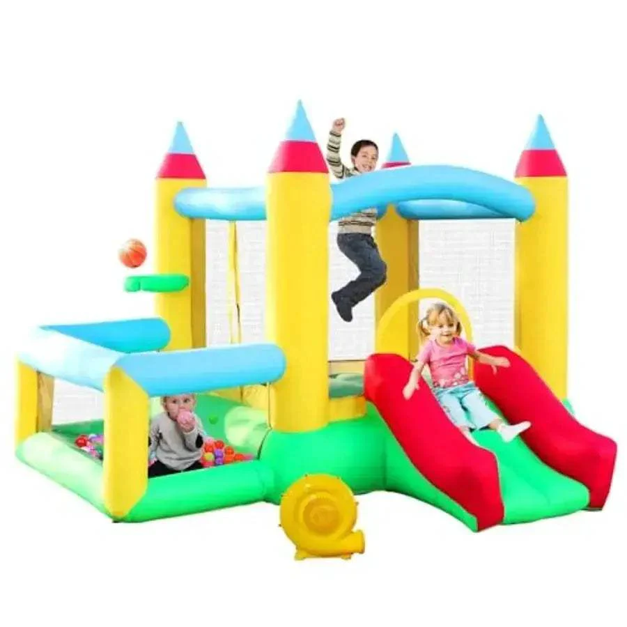 Inflatable Bounce House With Slide And Ball Pool Basketball