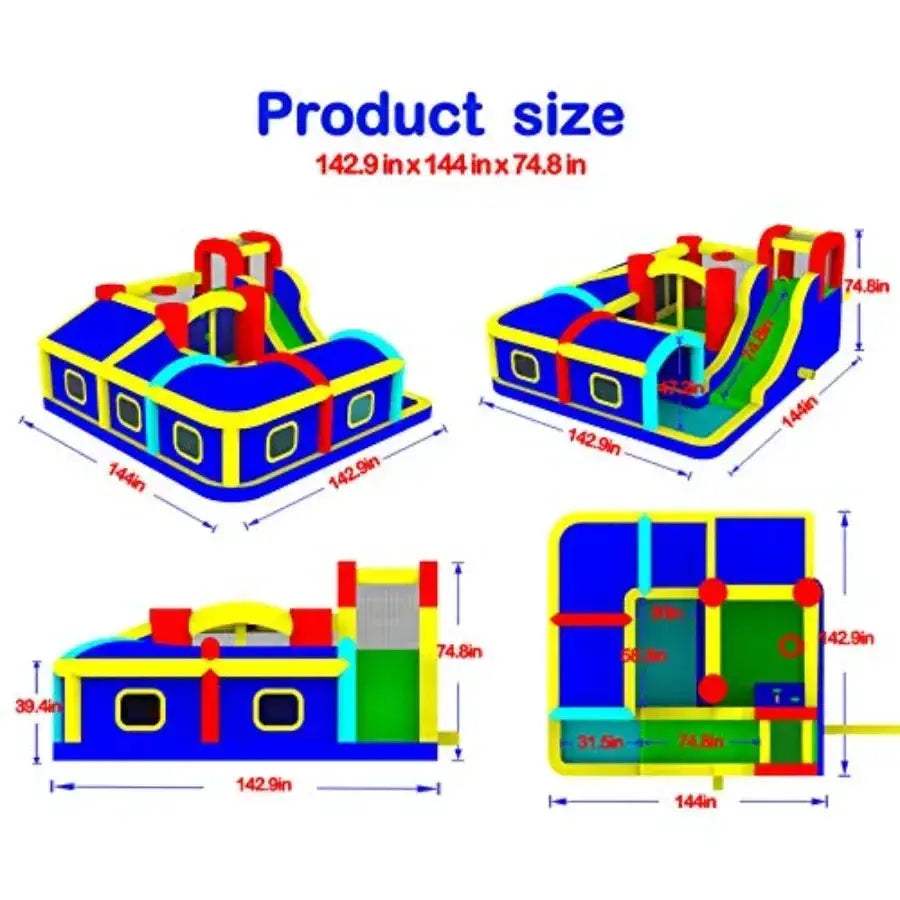 Inflatable Bounce House With Slide and Wave Pool Basketball Rim - Image 6