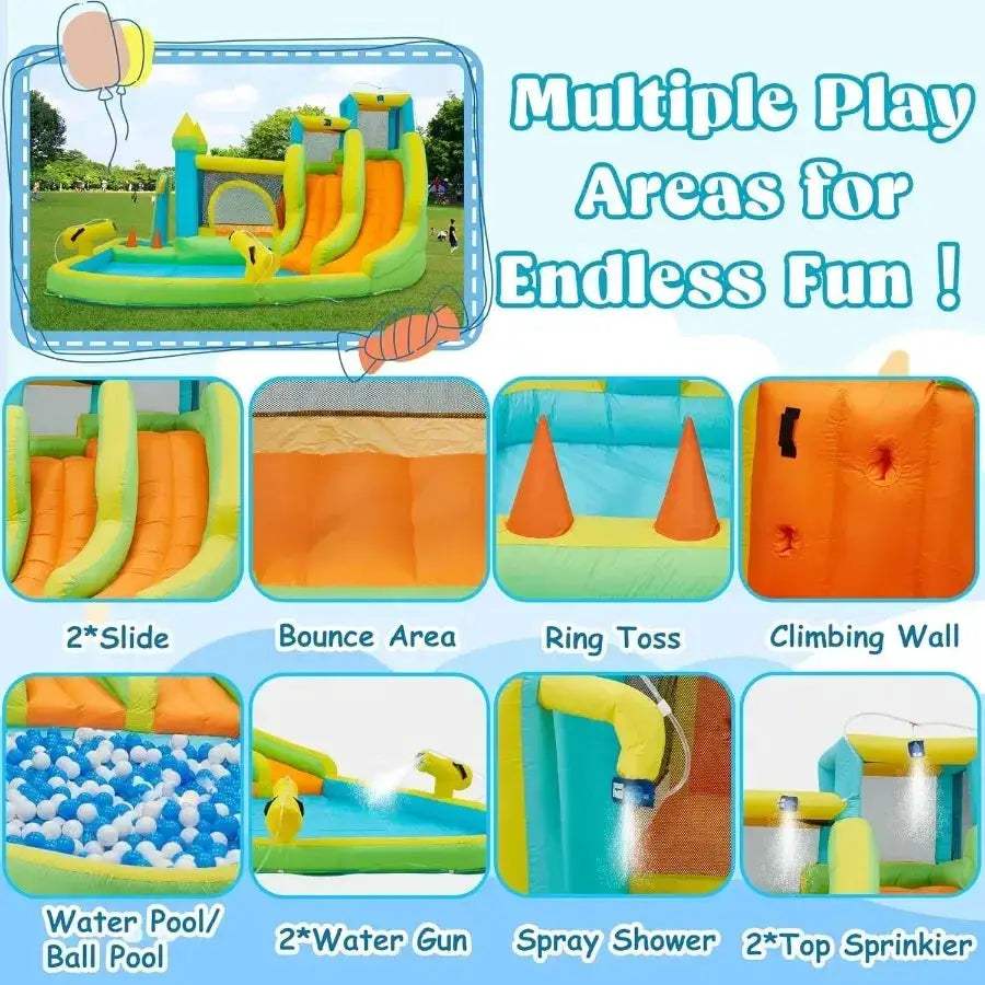 Inflatable Water Slide 10 In 1 Water Park With Blower - Image 3