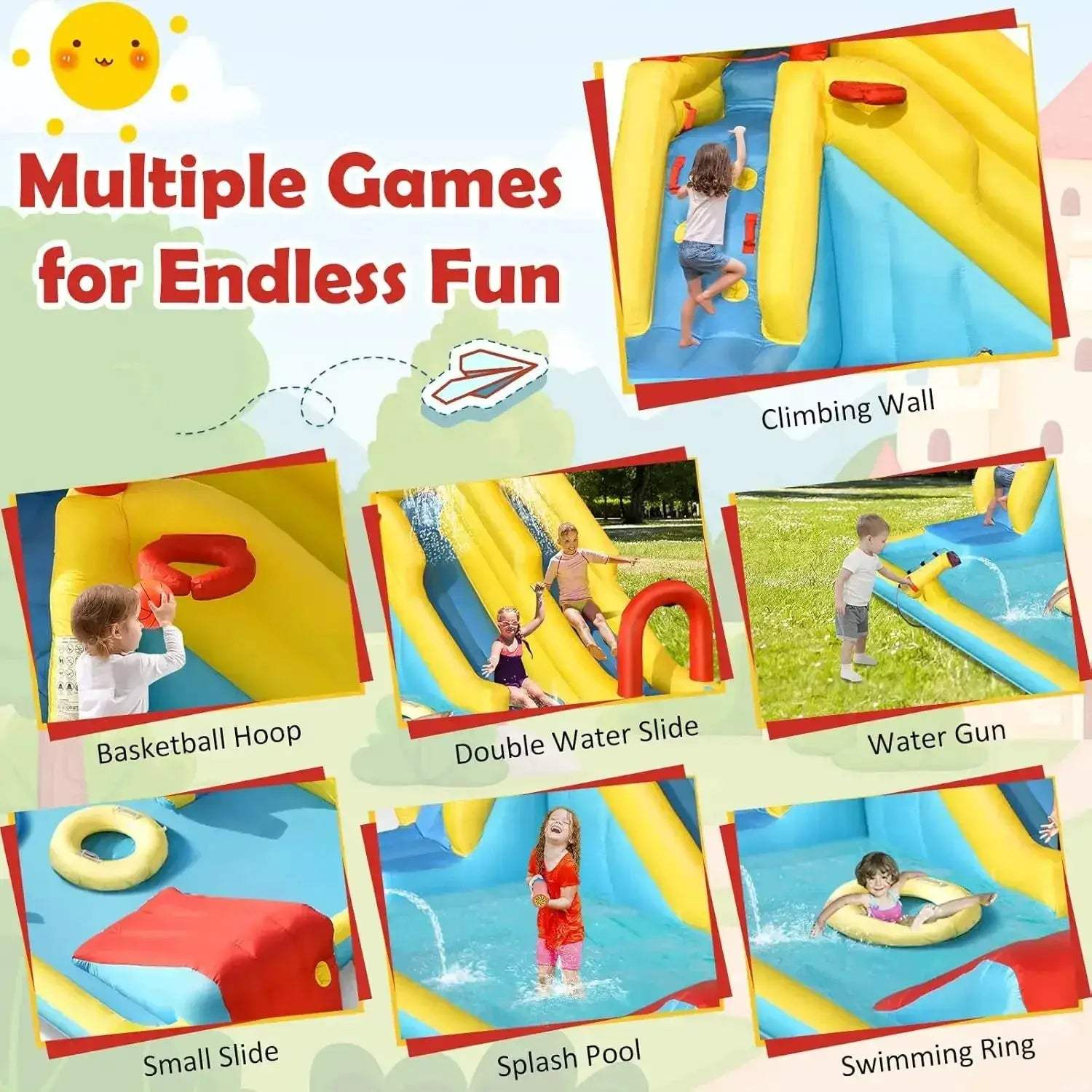 Inflatable Water Slide With Double Lanes And Splash Pool - Image 2