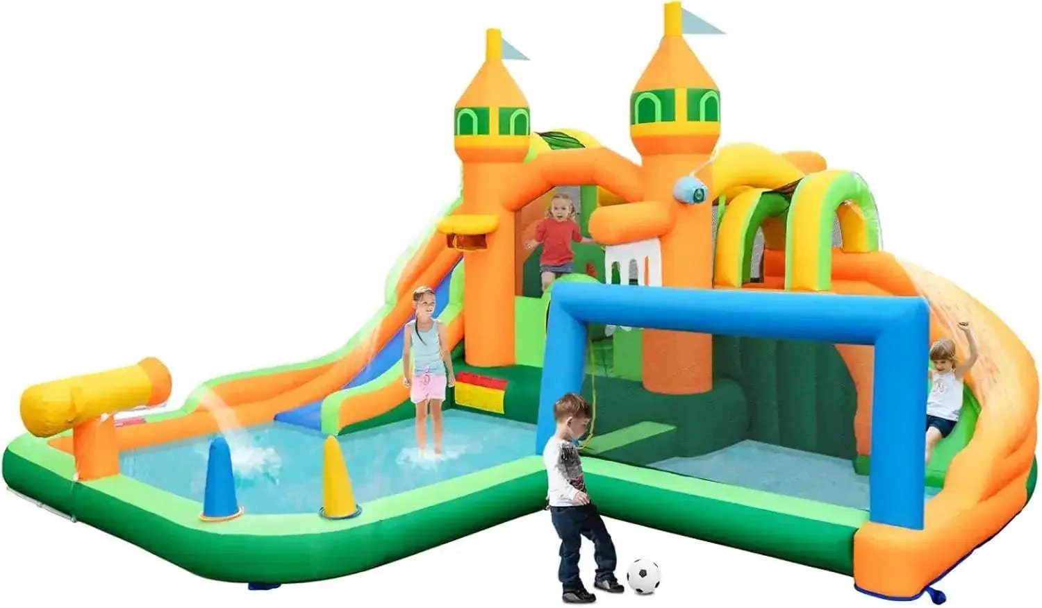 Inflatable Water Slide Park 9 In 1 Outdoor Dual Slides